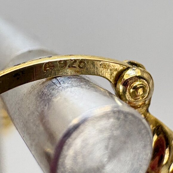 VTG Gold Over Sterling Silver 925 Puffed Textured Hoop Earrings Size 1" Length - Picture 7 of 10